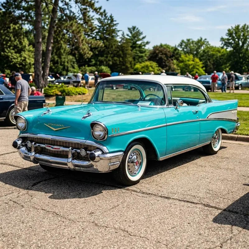 1957 Chevrolet Bel Air frame-off restoration in turquoise and white two-tone